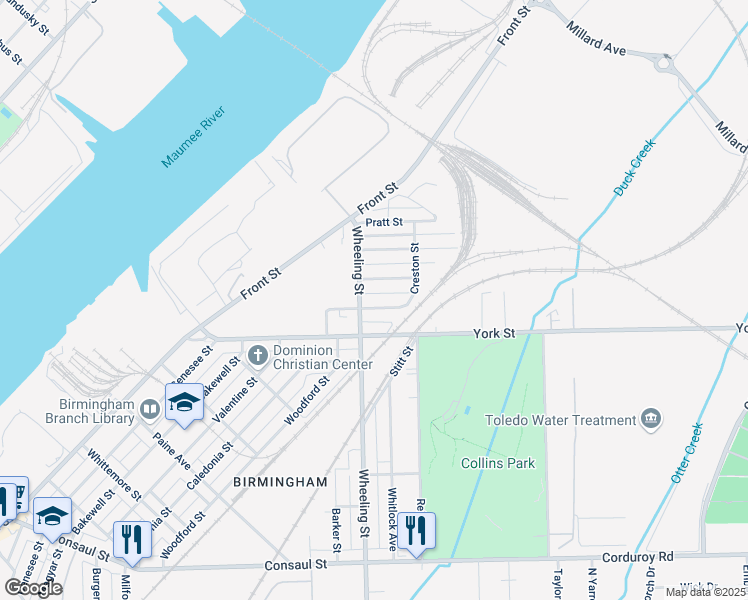 map of restaurants, bars, coffee shops, grocery stores, and more near 2613 Massillon Street in Toledo