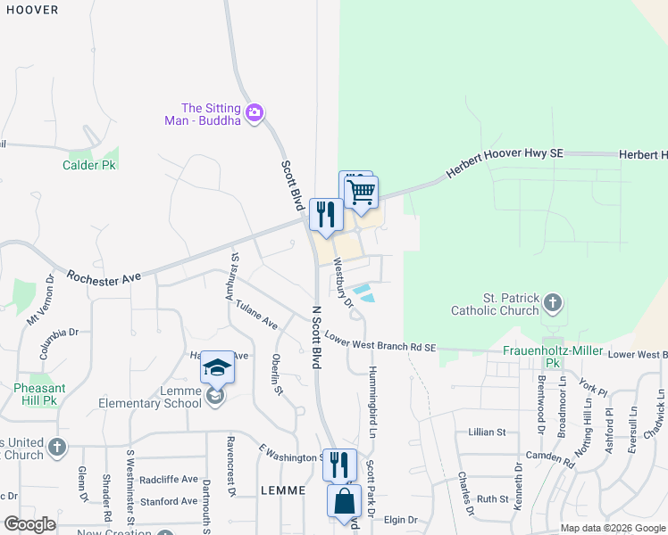 map of restaurants, bars, coffee shops, grocery stores, and more near 3527 Middlebury Road in Iowa City