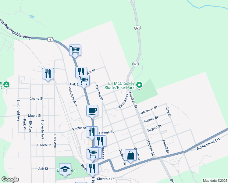 map of restaurants, bars, coffee shops, grocery stores, and more near 328 Sedgwick Street in Kane