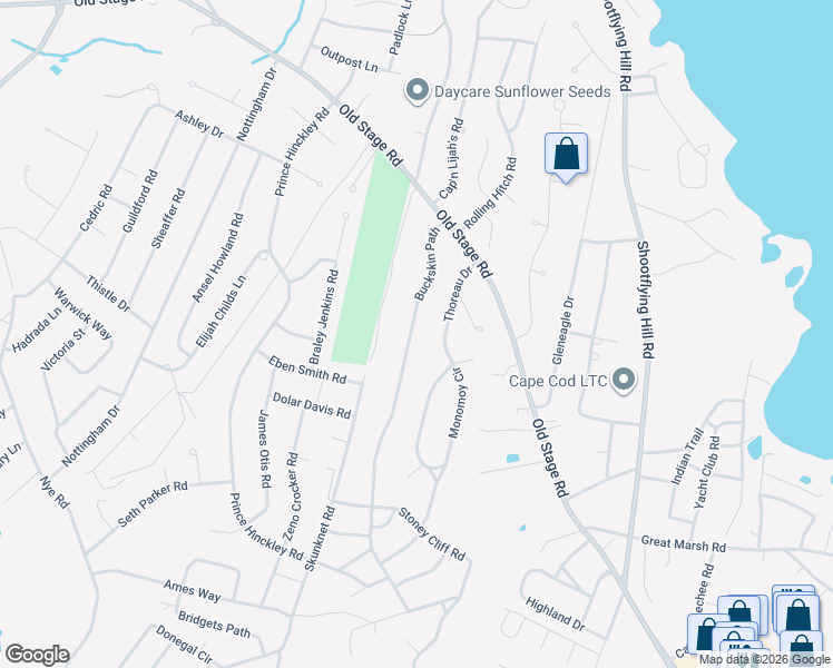 map of restaurants, bars, coffee shops, grocery stores, and more near 306 Buckskin Path in Barnstable