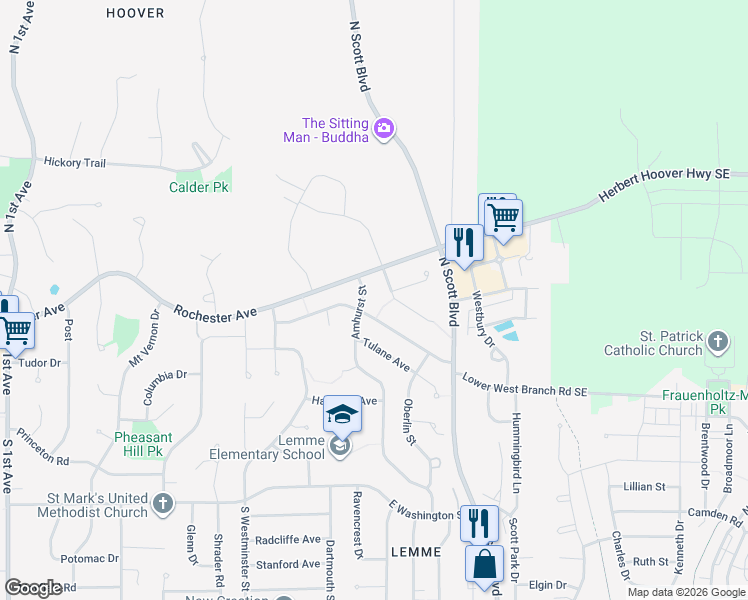 map of restaurants, bars, coffee shops, grocery stores, and more near 514 Amhurst St in Iowa City