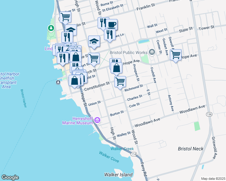 map of restaurants, bars, coffee shops, grocery stores, and more near 19 Cooke Street in Bristol