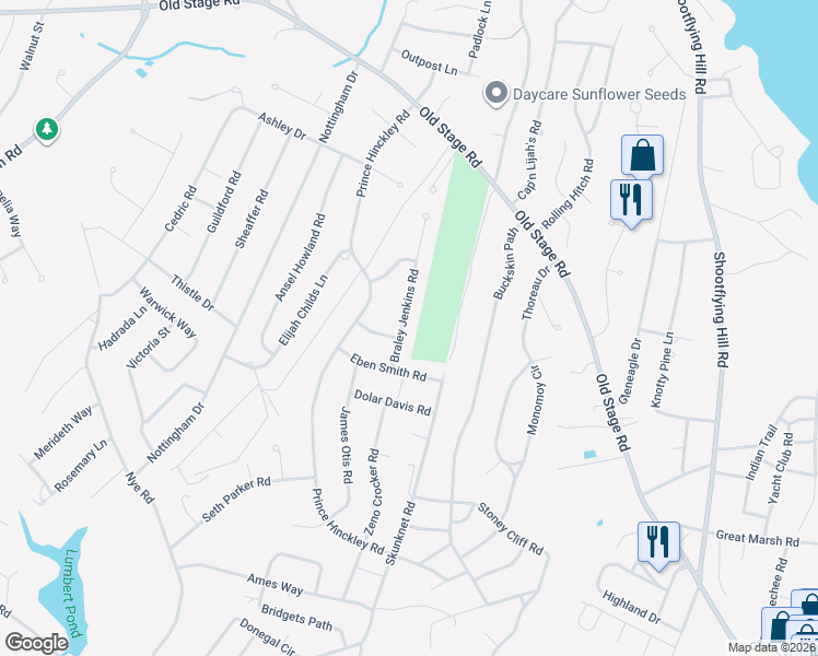 map of restaurants, bars, coffee shops, grocery stores, and more near 46 Braley Jenkins Road in Barnstable