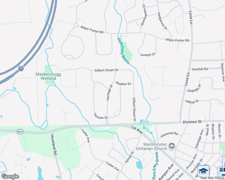 map of restaurants, bars, coffee shops, grocery stores, and more near 70 Heritage Drive in East Greenwich