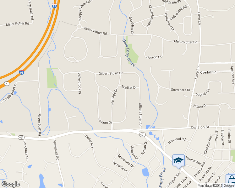 map of restaurants, bars, coffee shops, grocery stores, and more near 70 Heritage Drive in East Greenwich