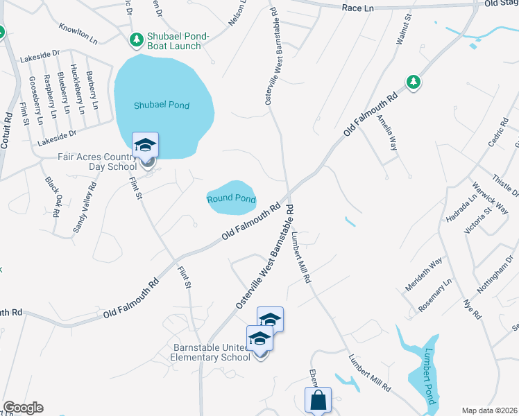 map of restaurants, bars, coffee shops, grocery stores, and more near 596 Old Falmouth Road in Barnstable