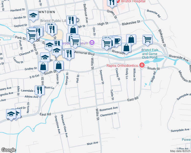 map of restaurants, bars, coffee shops, grocery stores, and more near 17 Willis Street in Bristol