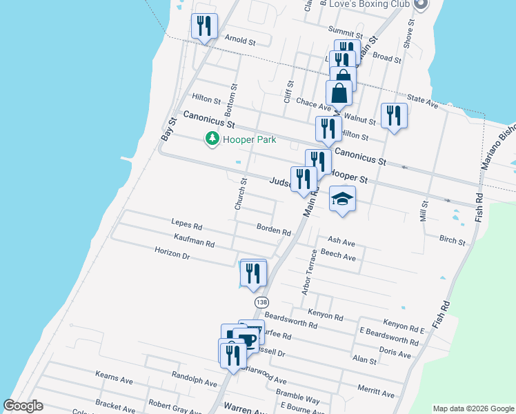 map of restaurants, bars, coffee shops, grocery stores, and more near 24 Well Meadow Way in Tiverton