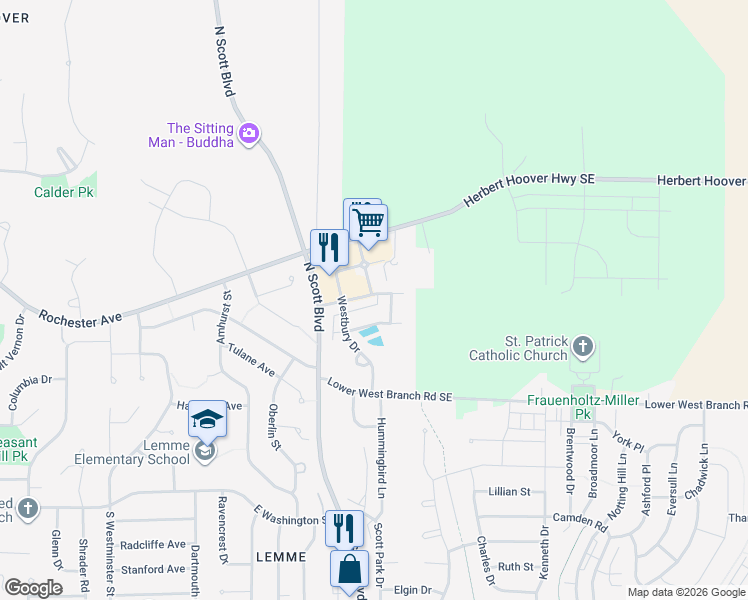map of restaurants, bars, coffee shops, grocery stores, and more near 3653 Middlebury Road in Iowa City