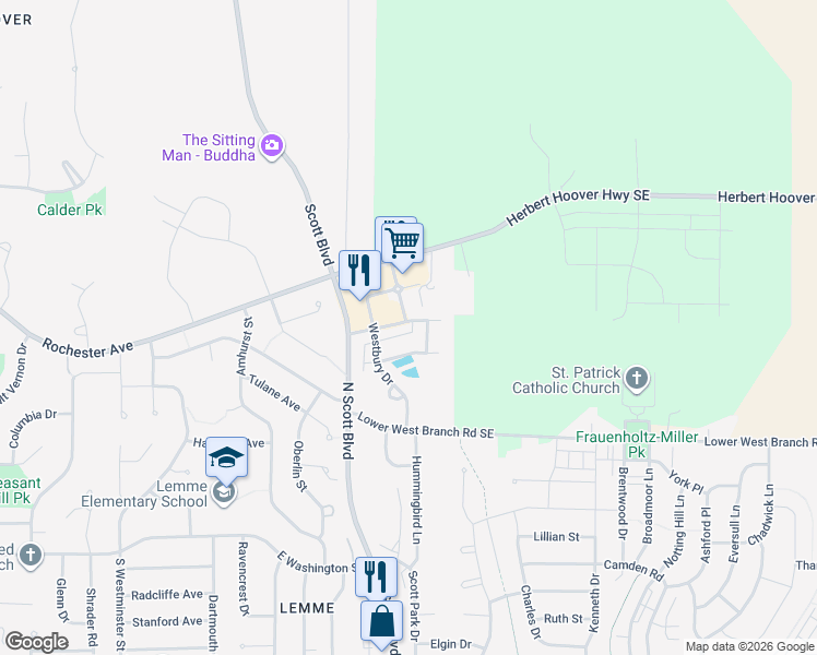 map of restaurants, bars, coffee shops, grocery stores, and more near 3653 Middlebury Road in Iowa City