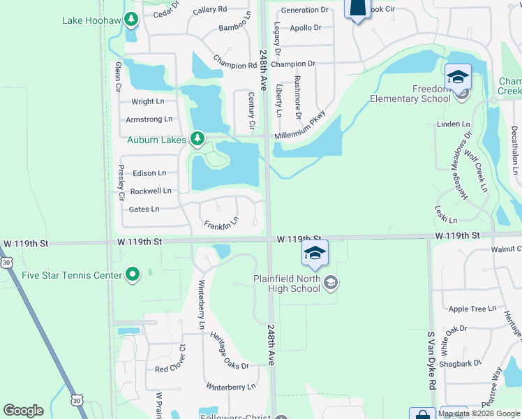 map of restaurants, bars, coffee shops, grocery stores, and more near 24828 Gates Court in Plainfield