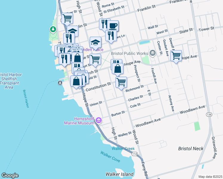 map of restaurants, bars, coffee shops, grocery stores, and more near 26 Williams Street in Bristol