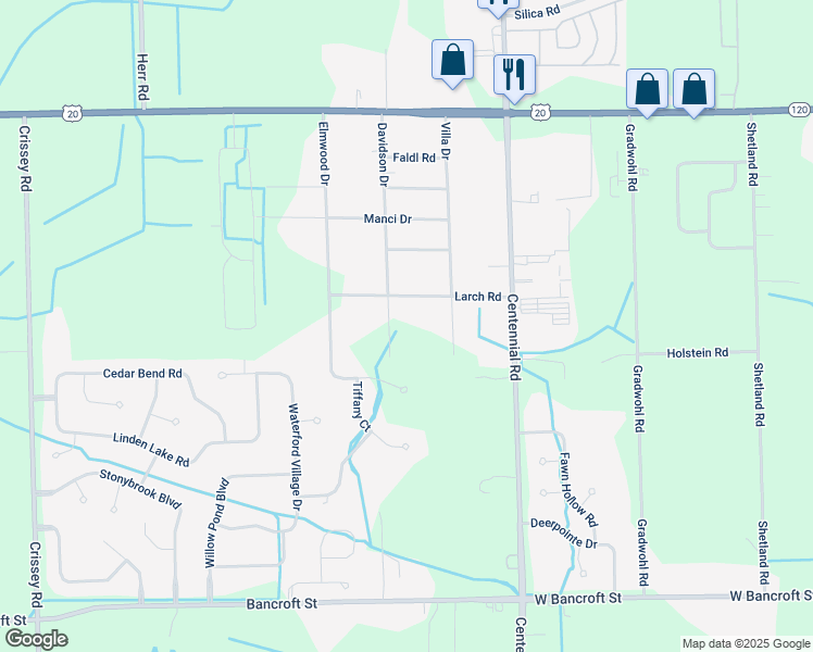 map of restaurants, bars, coffee shops, grocery stores, and more near 2630 Davidson Drive in Sylvania