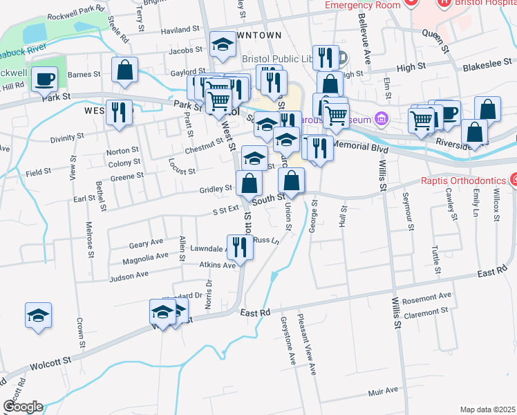 map of restaurants, bars, coffee shops, grocery stores, and more near 22 South Street in Bristol
