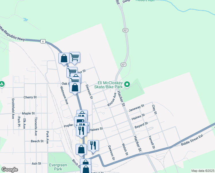 map of restaurants, bars, coffee shops, grocery stores, and more near 328-404 Sedgwick Street in Kane