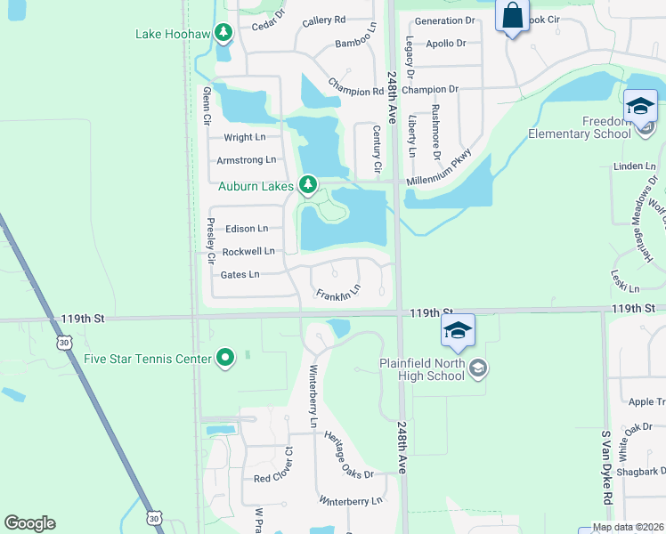 map of restaurants, bars, coffee shops, grocery stores, and more near 11824 Ford Court in Plainfield