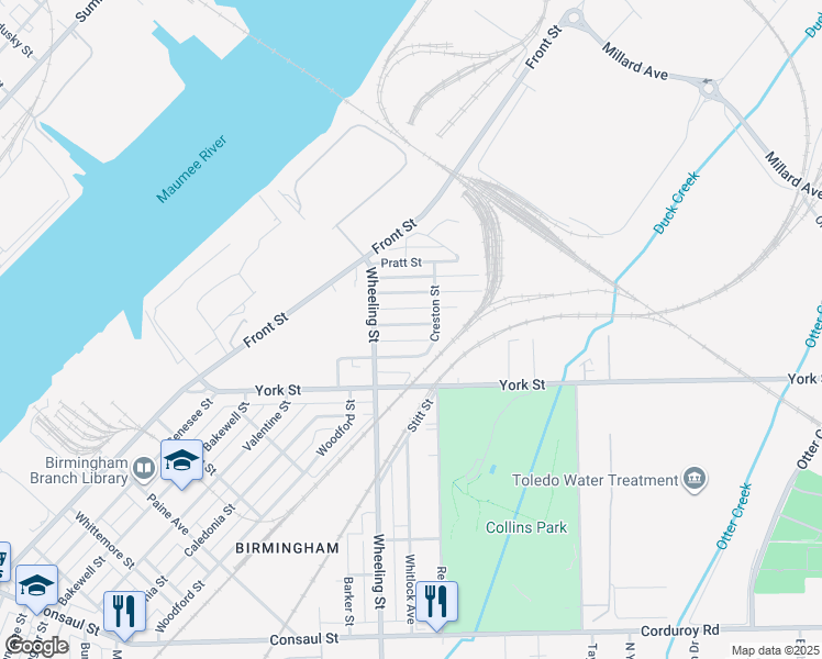 map of restaurants, bars, coffee shops, grocery stores, and more near 2653 Massillon Street in Toledo