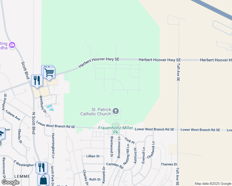 map of restaurants, bars, coffee shops, grocery stores, and more near 4330 Saint Patricks Drive in Iowa City