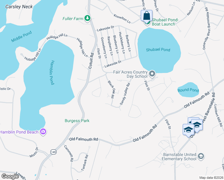 map of restaurants, bars, coffee shops, grocery stores, and more near 5 Conaumet Road in Barnstable