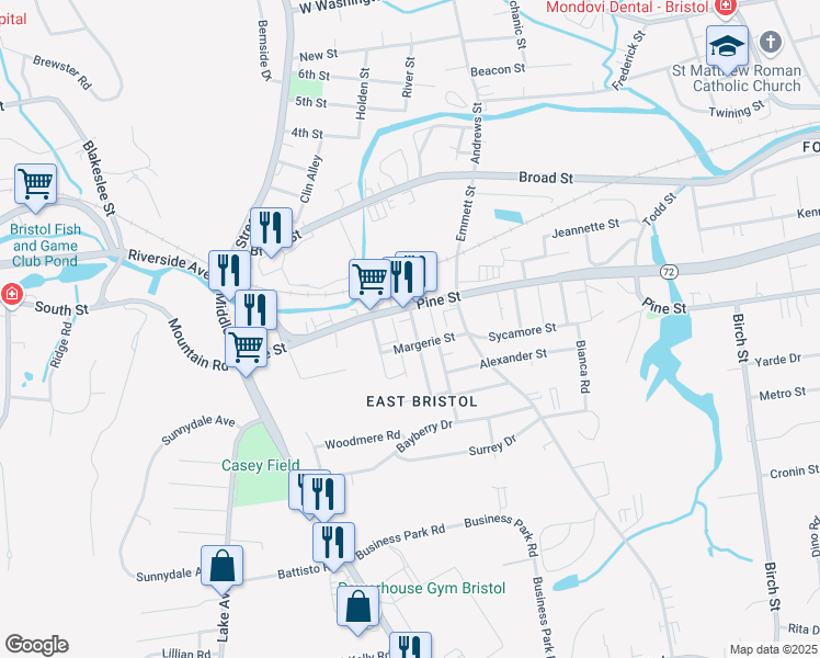 map of restaurants, bars, coffee shops, grocery stores, and more near 61 Lois Street in Bristol