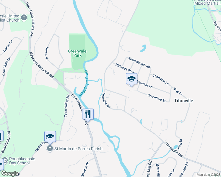 map of restaurants, bars, coffee shops, grocery stores, and more near in Red Oaks Mill