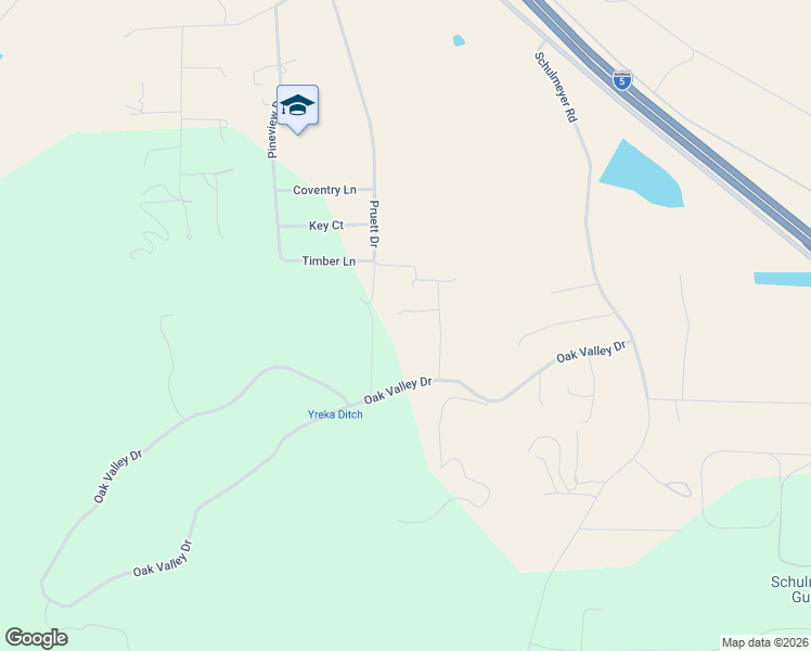 map of restaurants, bars, coffee shops, grocery stores, and more near 1121 Oak Valley Drive in Yreka