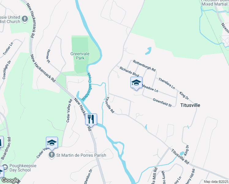 map of restaurants, bars, coffee shops, grocery stores, and more near in Red Oaks Mill