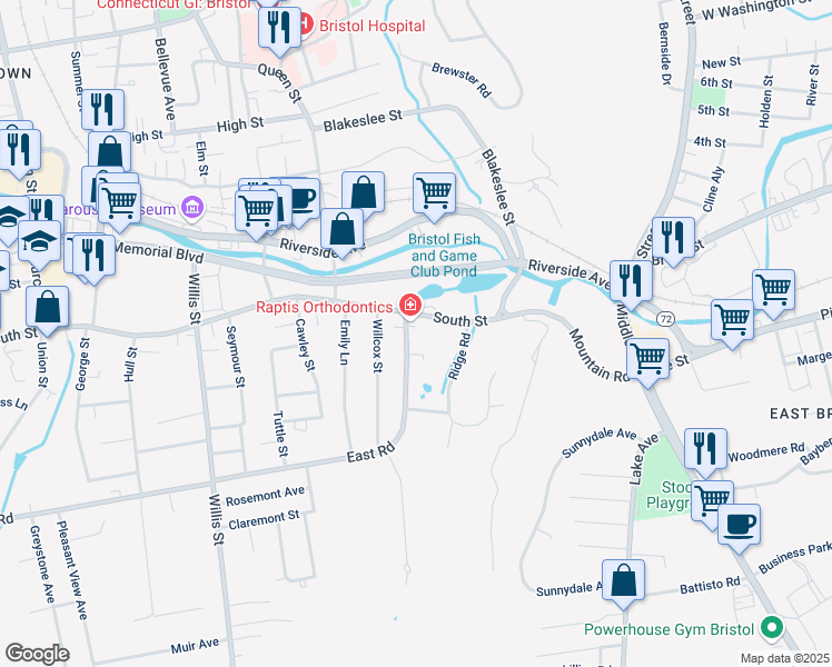 map of restaurants, bars, coffee shops, grocery stores, and more near 456 South Street in Bristol