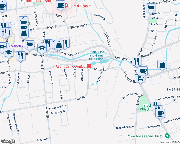 map of restaurants, bars, coffee shops, grocery stores, and more near 456 South Street in Bristol