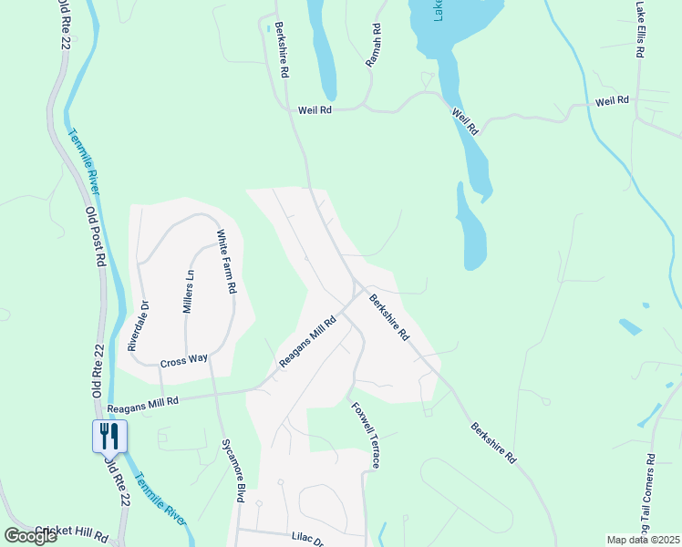 map of restaurants, bars, coffee shops, grocery stores, and more near 801 Berkshire Road in Wingdale