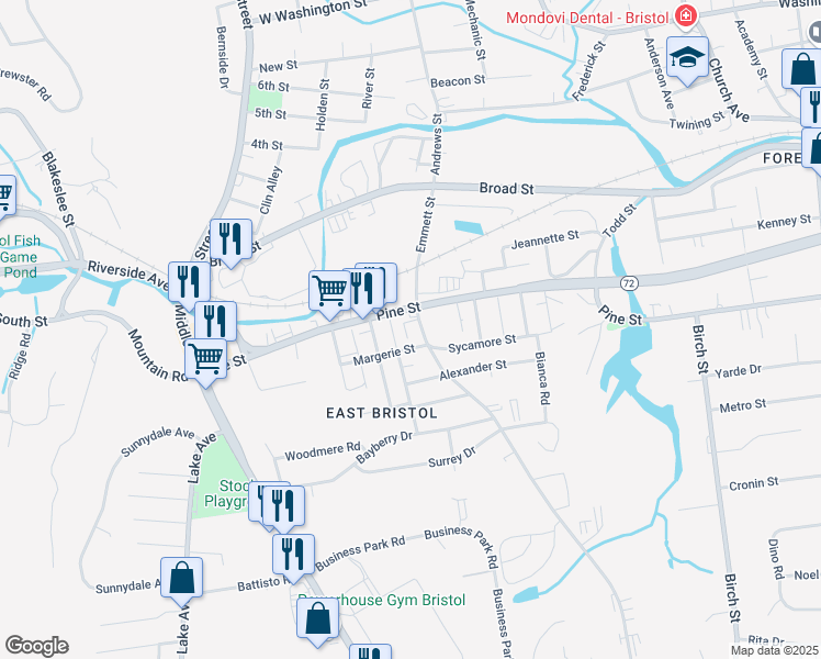 map of restaurants, bars, coffee shops, grocery stores, and more near 228 Pine Street in Bristol