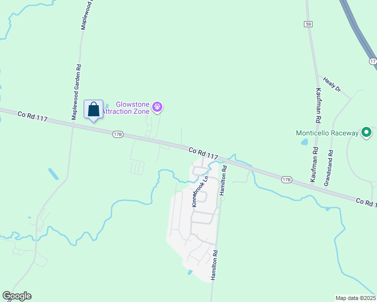map of restaurants, bars, coffee shops, grocery stores, and more near 340 New York 17B in Monticello