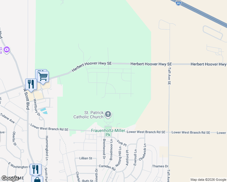 map of restaurants, bars, coffee shops, grocery stores, and more near 4701 Herbert Hoover Highway Southeast in Iowa City
