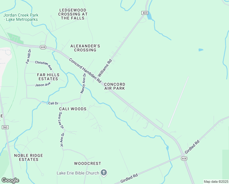 map of restaurants, bars, coffee shops, grocery stores, and more near 12081 Ohio 608 in Painesville