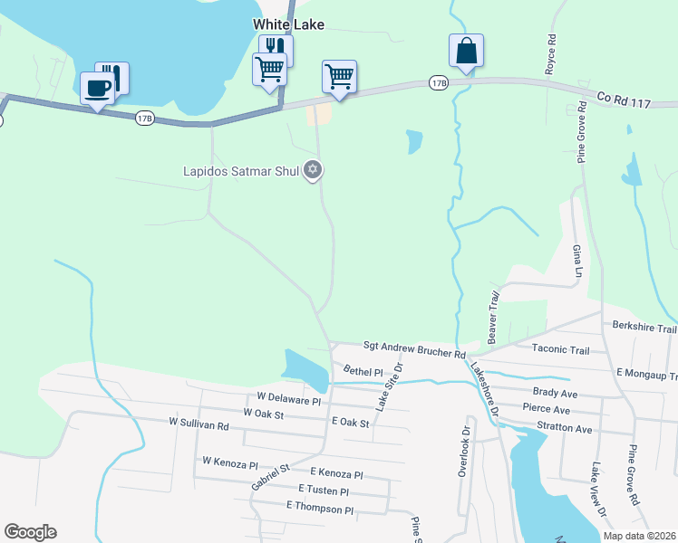 map of restaurants, bars, coffee shops, grocery stores, and more near 24 Schultz Road in White Lake