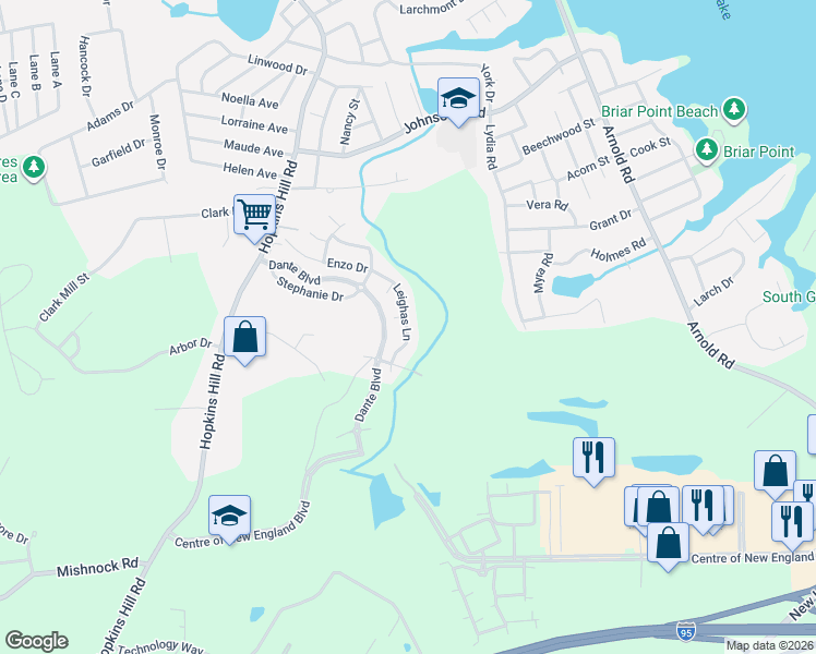 map of restaurants, bars, coffee shops, grocery stores, and more near 28 Leighas Lane in Coventry