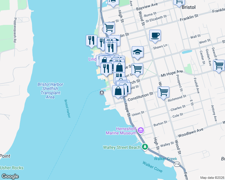 map of restaurants, bars, coffee shops, grocery stores, and more near 9 Church Street in Bristol