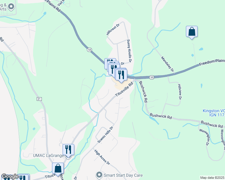 map of restaurants, bars, coffee shops, grocery stores, and more near 16 Locust Crest Ct in Poughkeepsie
