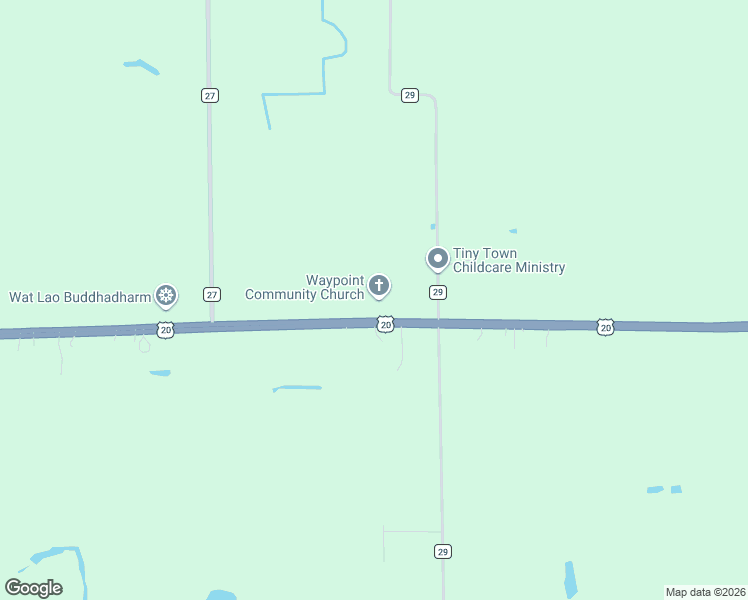 map of restaurants, bars, coffee shops, grocery stores, and more near 56893 County Road 29 in Goshen