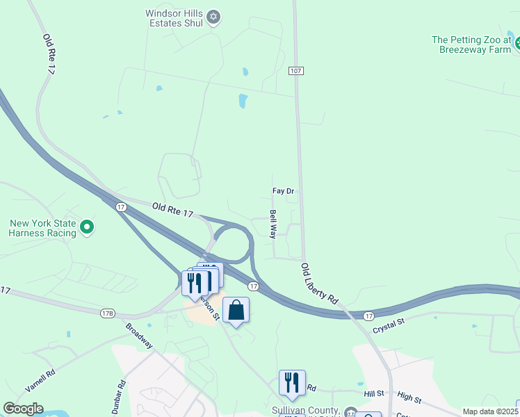 map of restaurants, bars, coffee shops, grocery stores, and more near 1 Evelyn Court in Monticello
