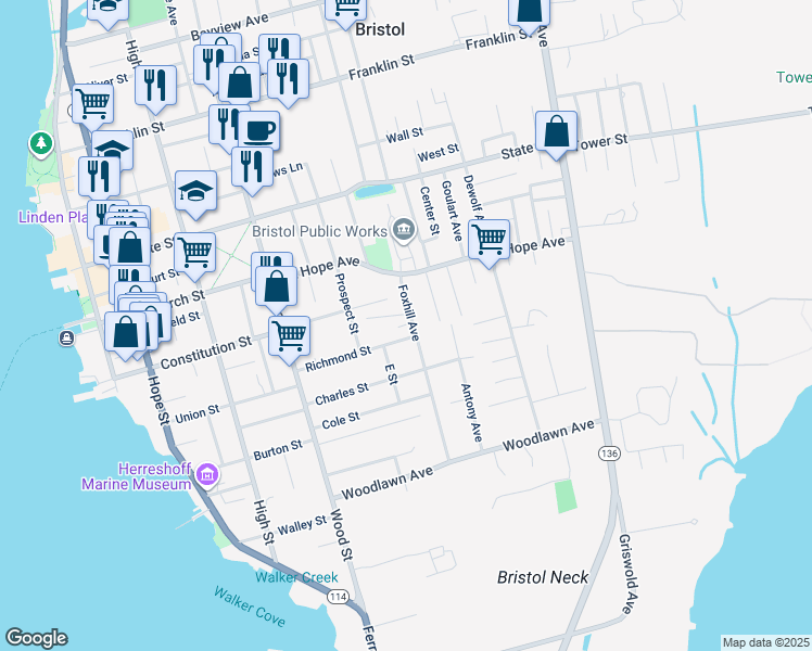 map of restaurants, bars, coffee shops, grocery stores, and more near 18 Foxhill Avenue in Bristol