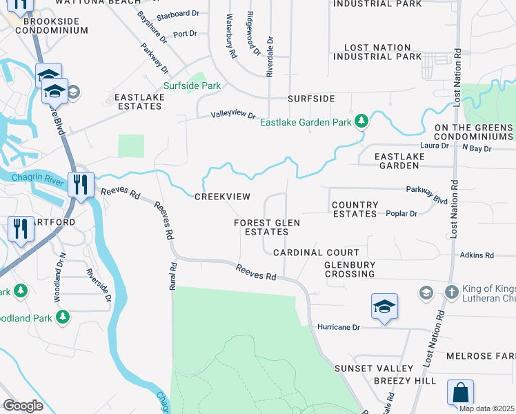 map of restaurants, bars, coffee shops, grocery stores, and more near 692 Oriole Drive in Eastlake