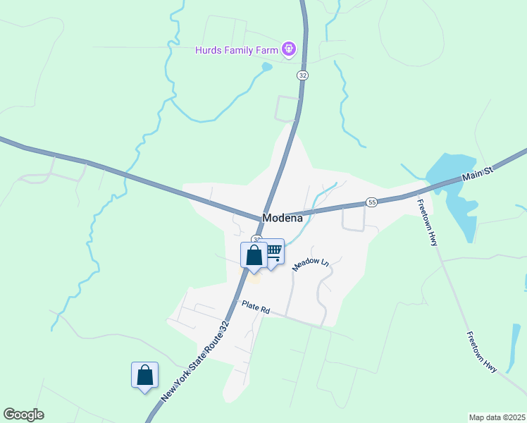 map of restaurants, bars, coffee shops, grocery stores, and more near 2105 New York 32 in Modena