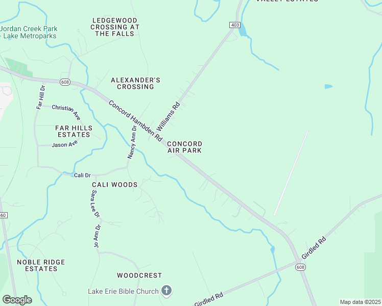 map of restaurants, bars, coffee shops, grocery stores, and more near 12081 Ohio 608 in Painesville