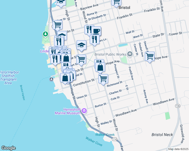map of restaurants, bars, coffee shops, grocery stores, and more near 12 Pearse Avenue in Bristol