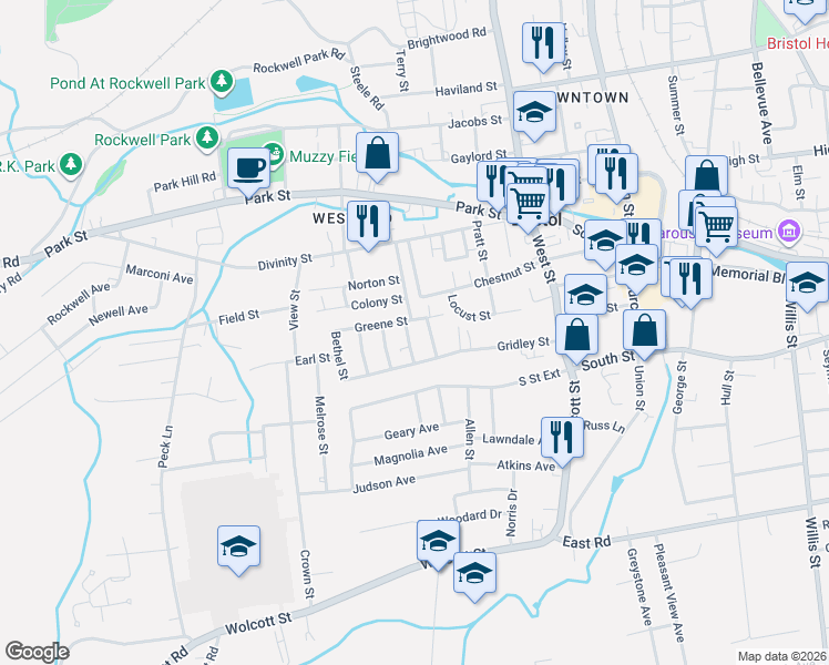map of restaurants, bars, coffee shops, grocery stores, and more near 13 Cottage Street in Bristol