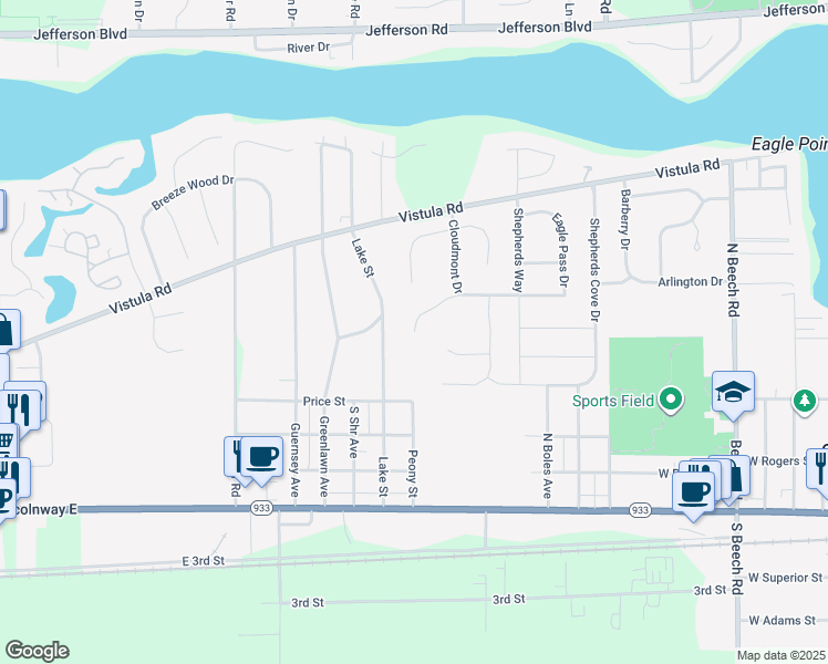 map of restaurants, bars, coffee shops, grocery stores, and more near 1699 Big Sky Ct in Osceola