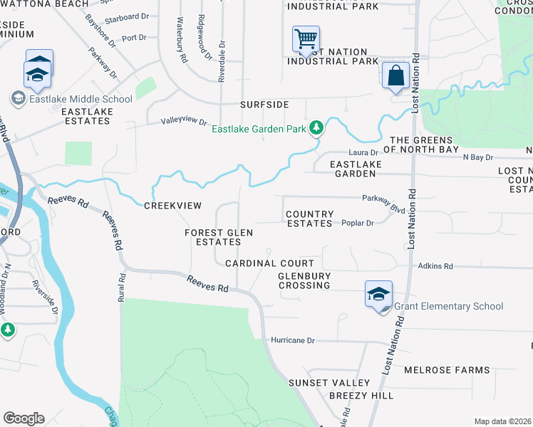map of restaurants, bars, coffee shops, grocery stores, and more near 2580 Ash Rd in Willoughby