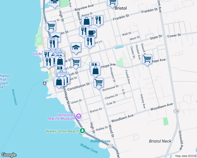 map of restaurants, bars, coffee shops, grocery stores, and more near 11 Catherine Street in Bristol