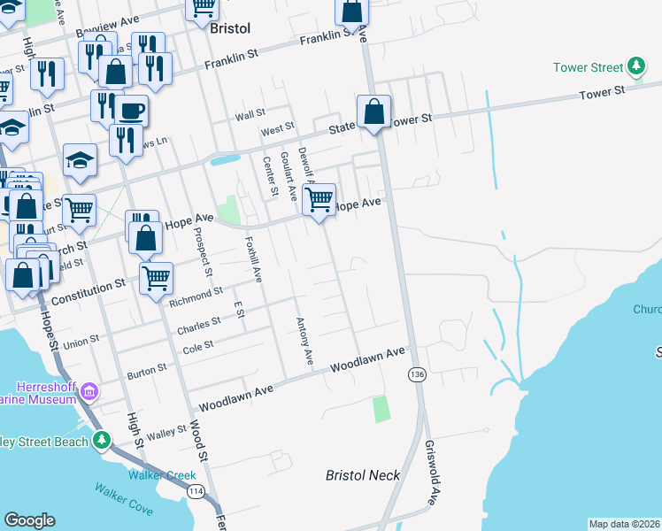 map of restaurants, bars, coffee shops, grocery stores, and more near 9 Ellen Street in Bristol